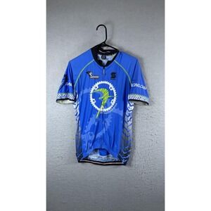 Squadra Lindenwood Racing Cycling Jersey Mens Large Blue Full Zip Short Sleeve